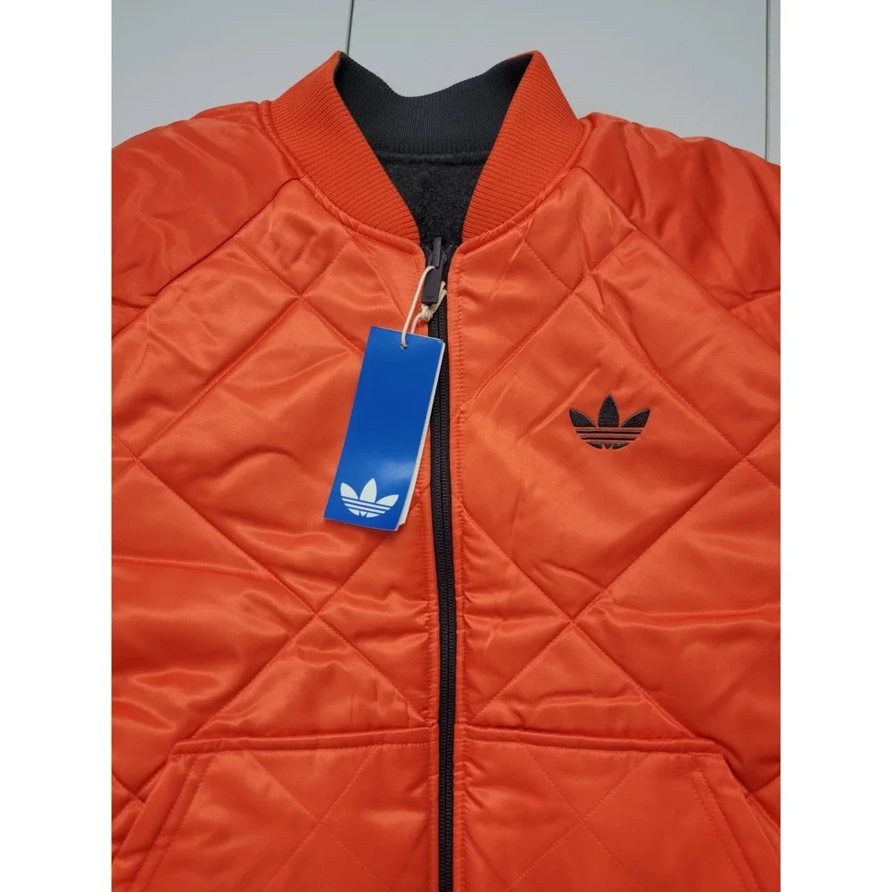 Adidas Originals Reversible Superstar Bomber Jacket Gray Orange Mens M KR7618